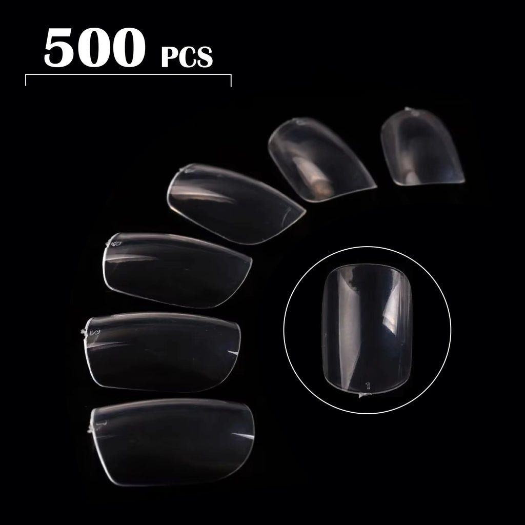 PKT 500pcs Short Full Cover Nail Tips Clear
