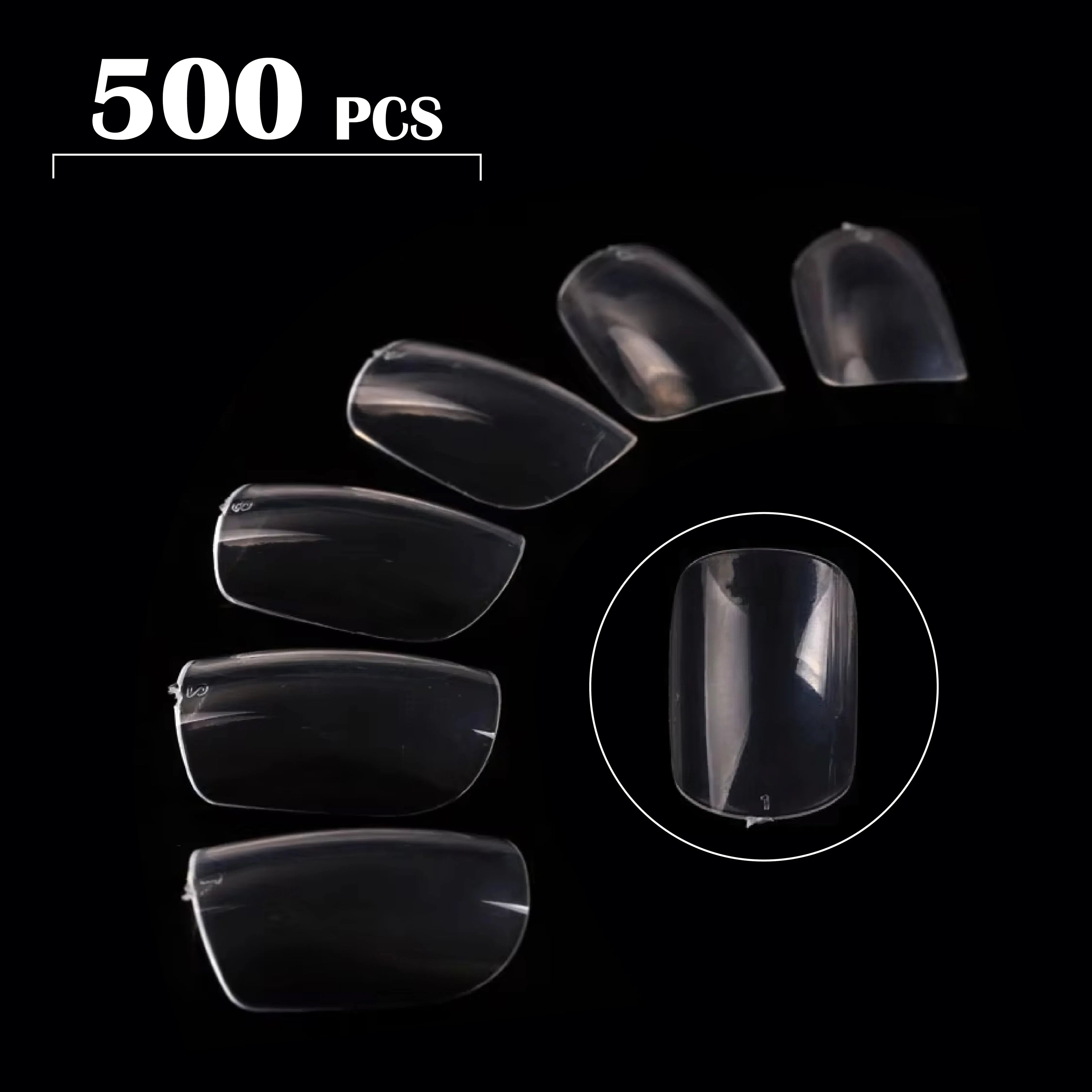 PKT 500pcs Short Full Cover Nail Tips Clear