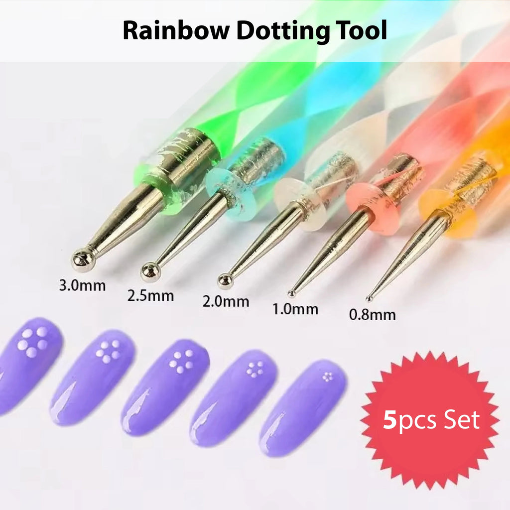 Rainbow Nail Dotting Tool Set 5Pc