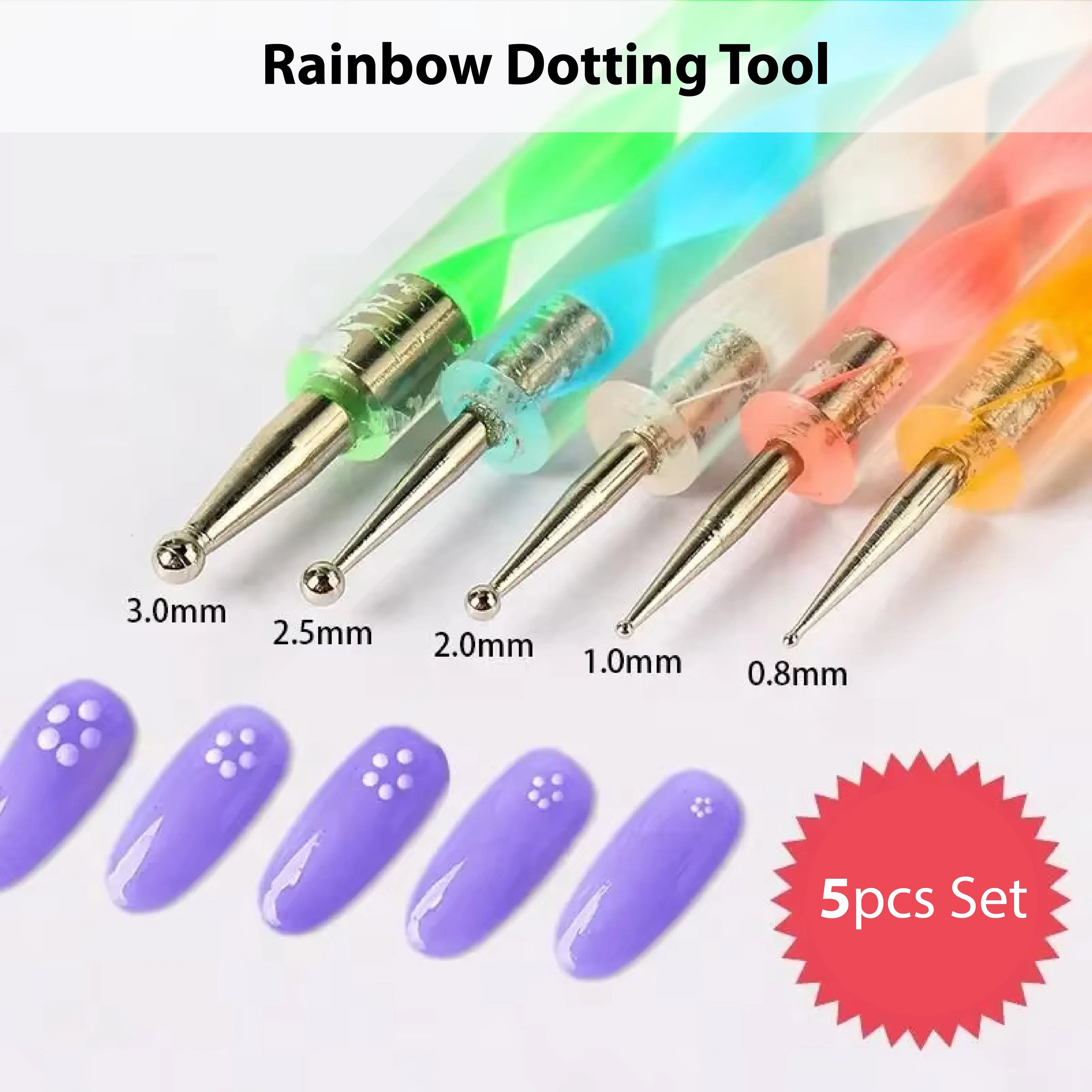 Rainbow Nail Dotting Tool Set 5Pc