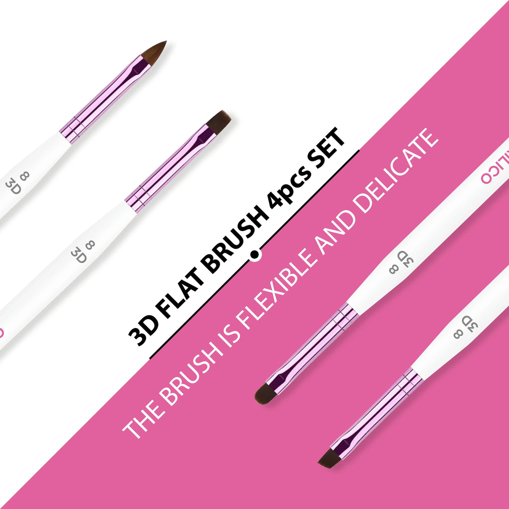 White Gel Brush Set 4Pcs