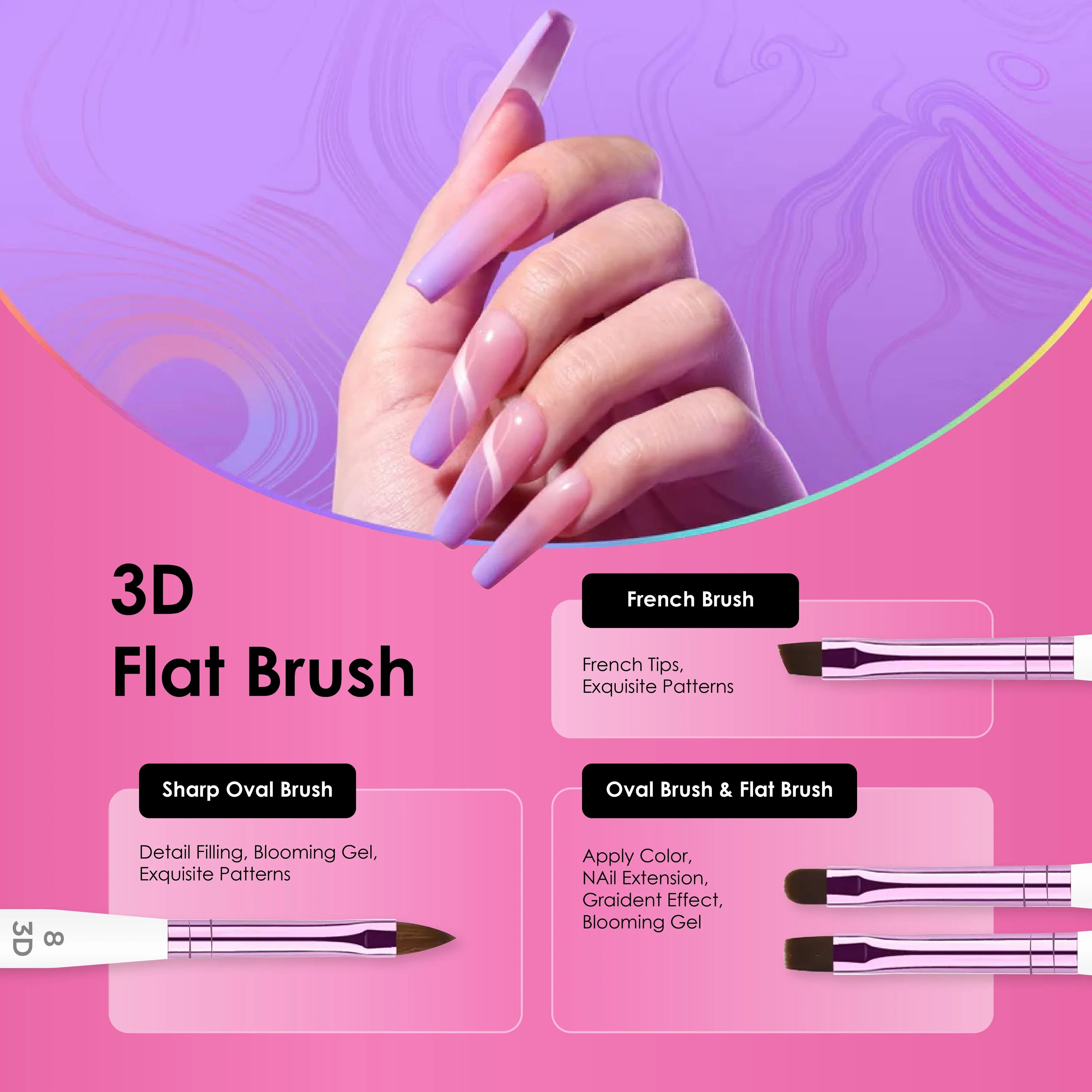 White Gel Brush Set 4Pcs