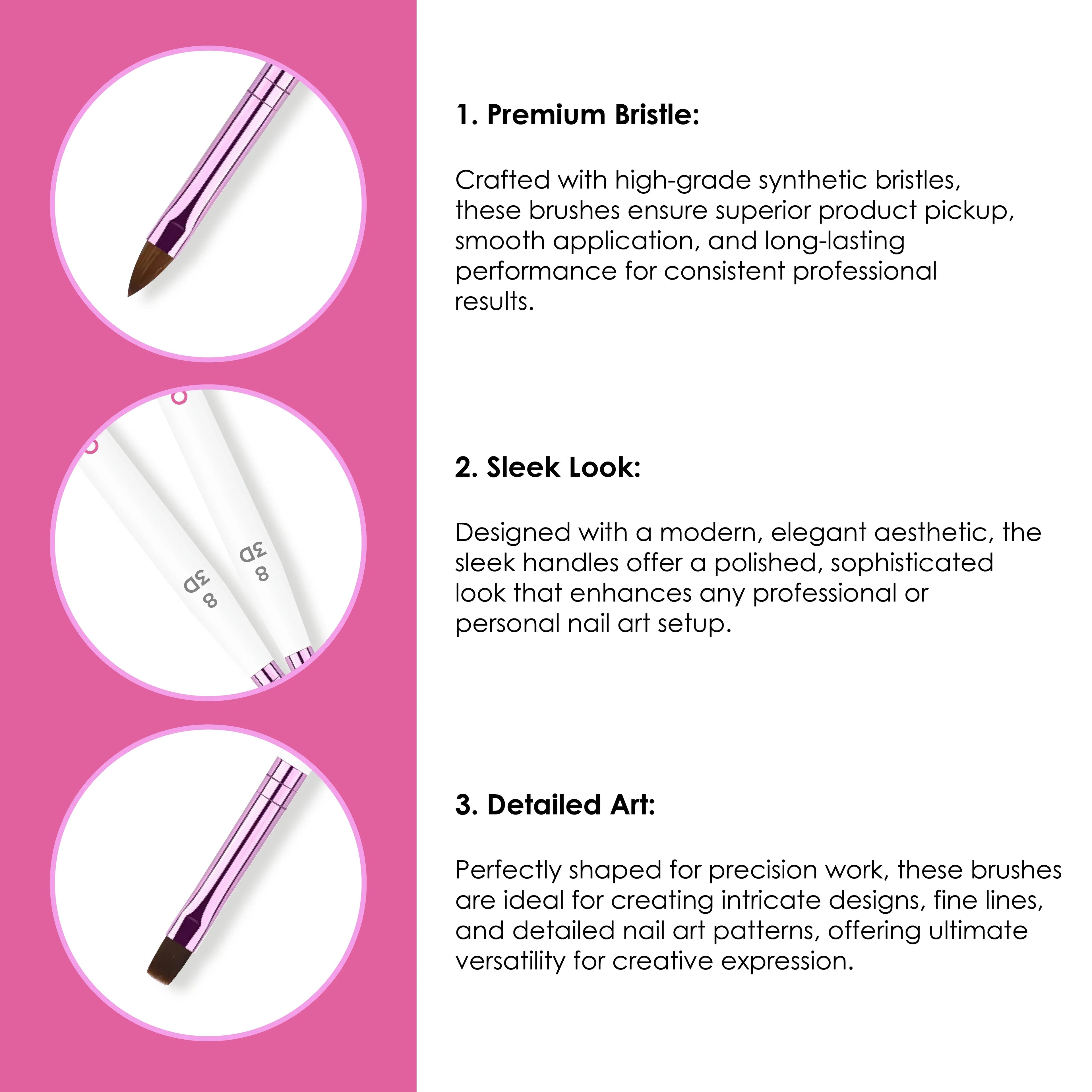 White Gel Brush Set 4Pcs