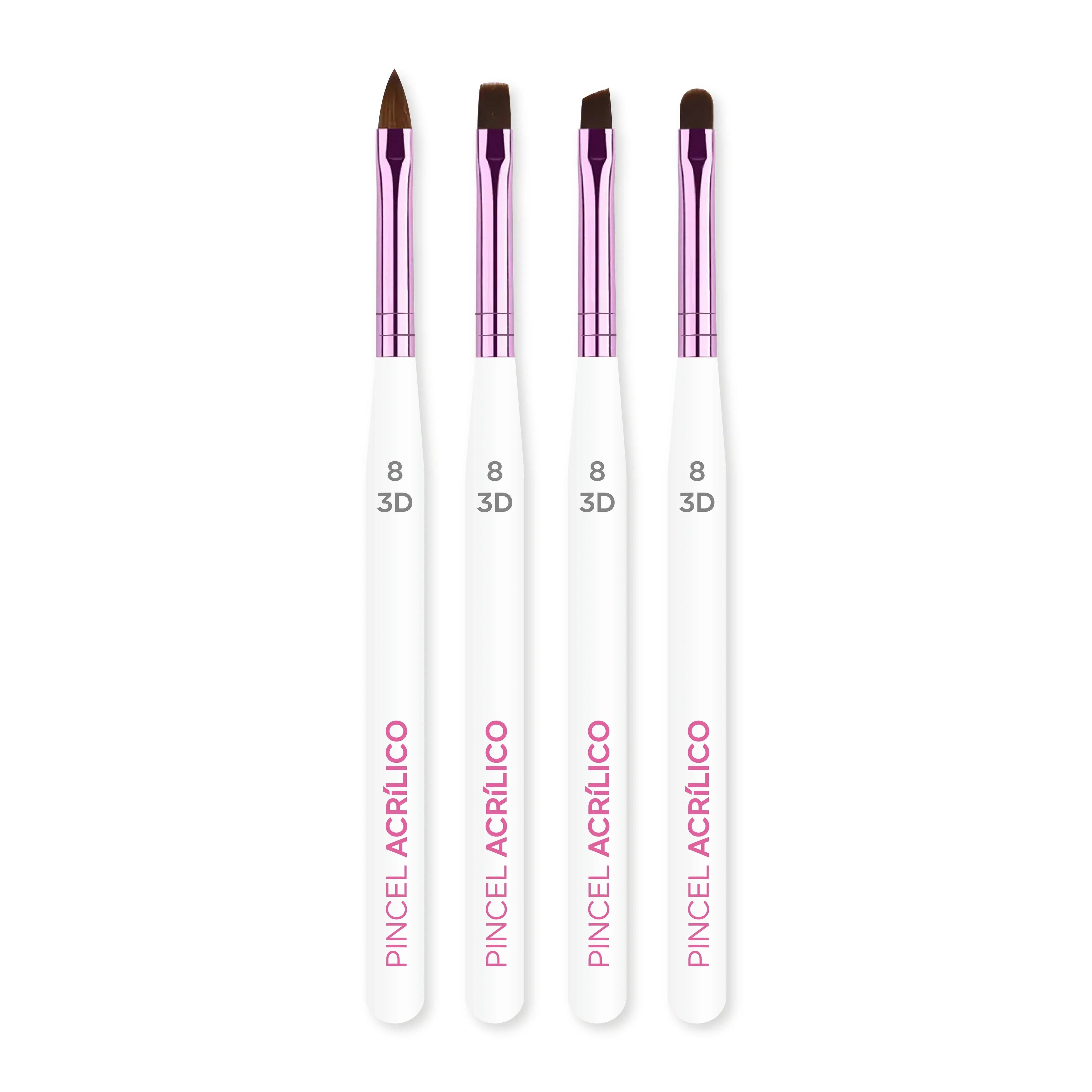 White Gel Brush Set 4Pcs