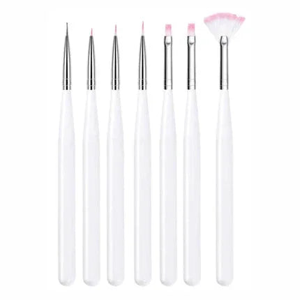 White Nail Art Brush Set 7 Pcs