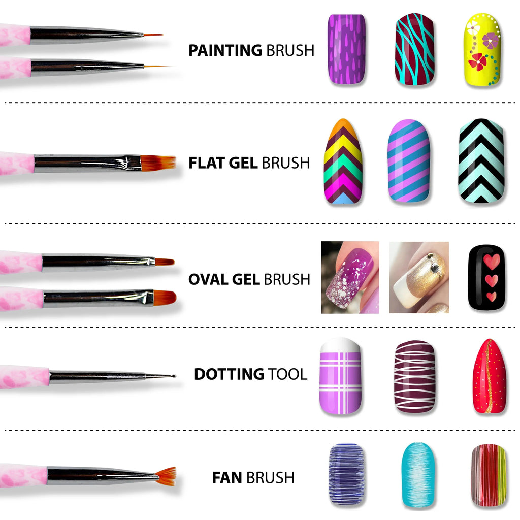 Nail Art Brush Set 7 Pcs Pink
