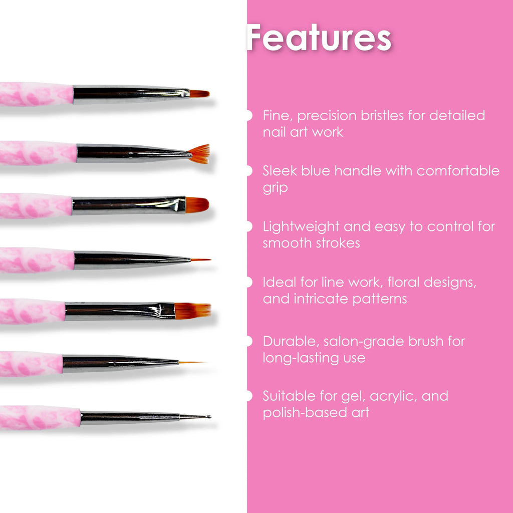 Nail Art Brush Set 7 Pcs Pink