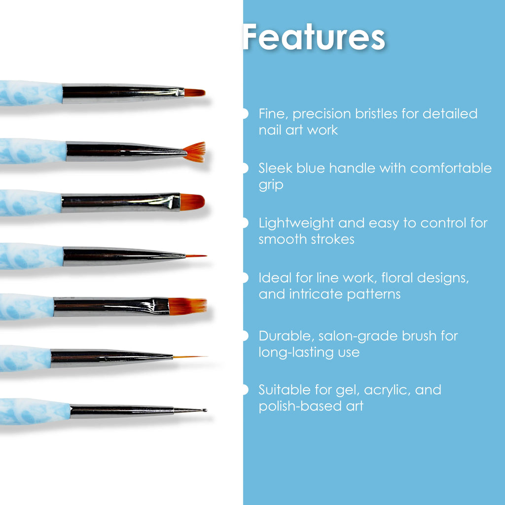 Nail Art Brush Set 7 Pcs Sky Blue