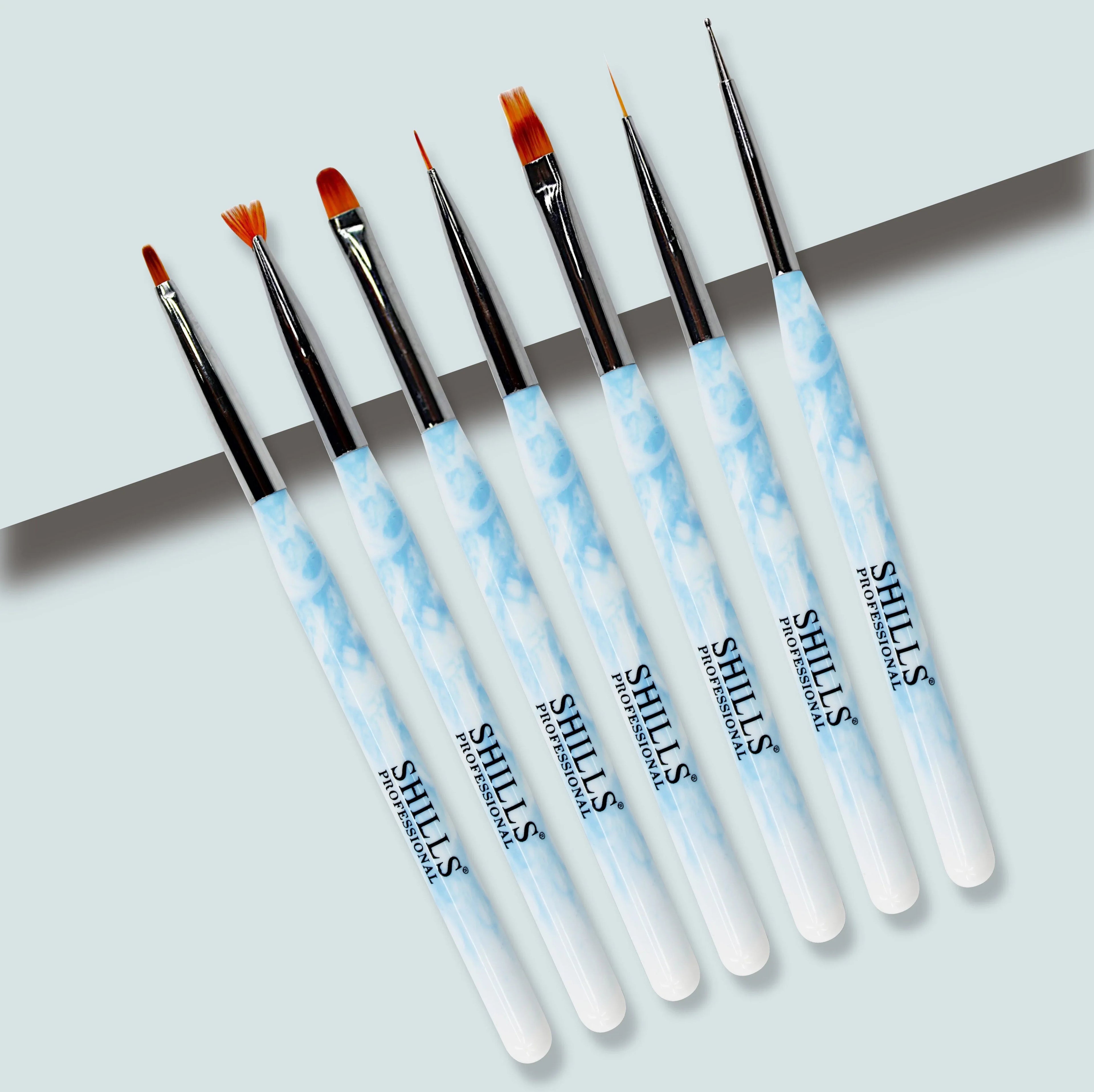 Nail Art Brush Set 7 Pcs Sky Blue
