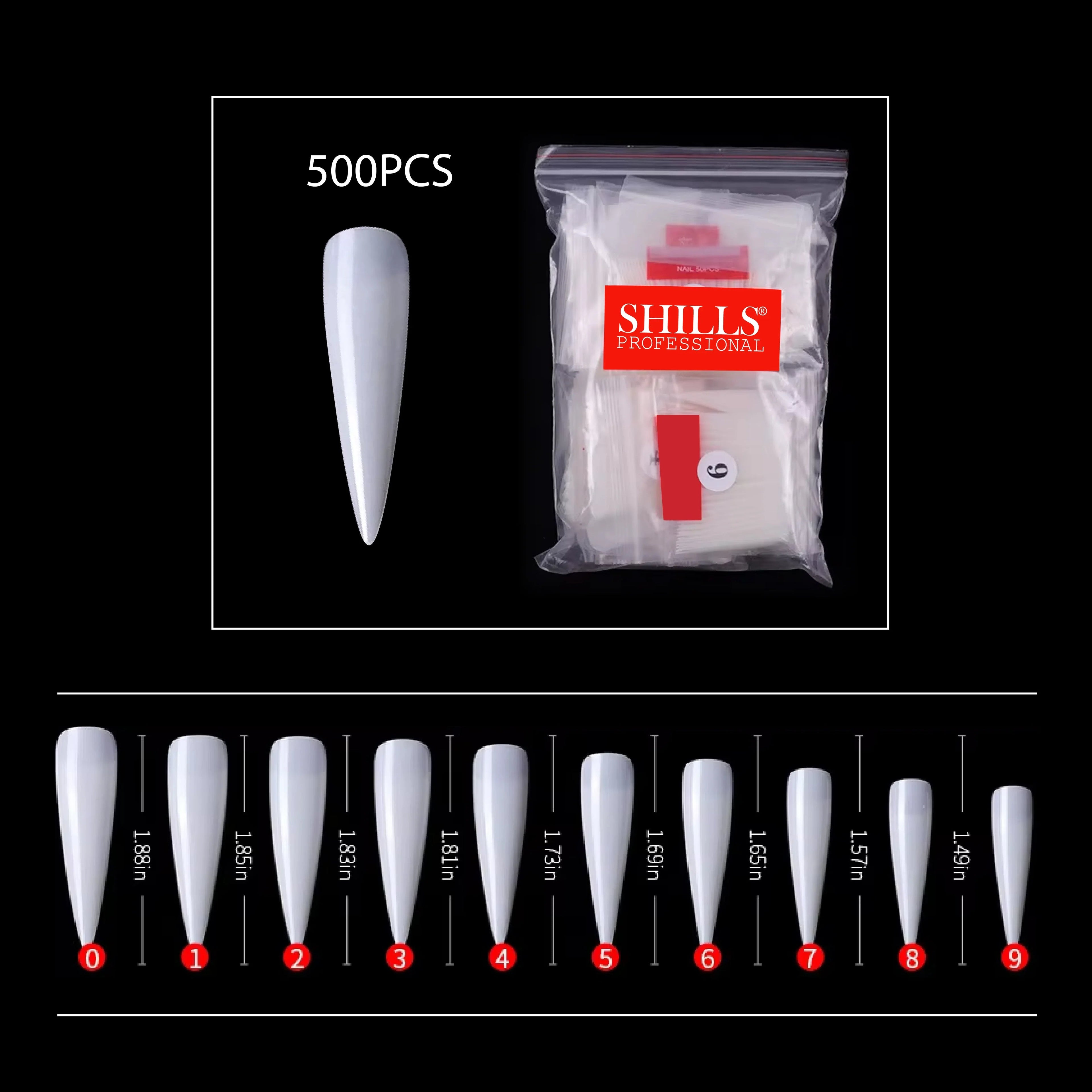 PKT 500pcs Stiletto Tips Natural