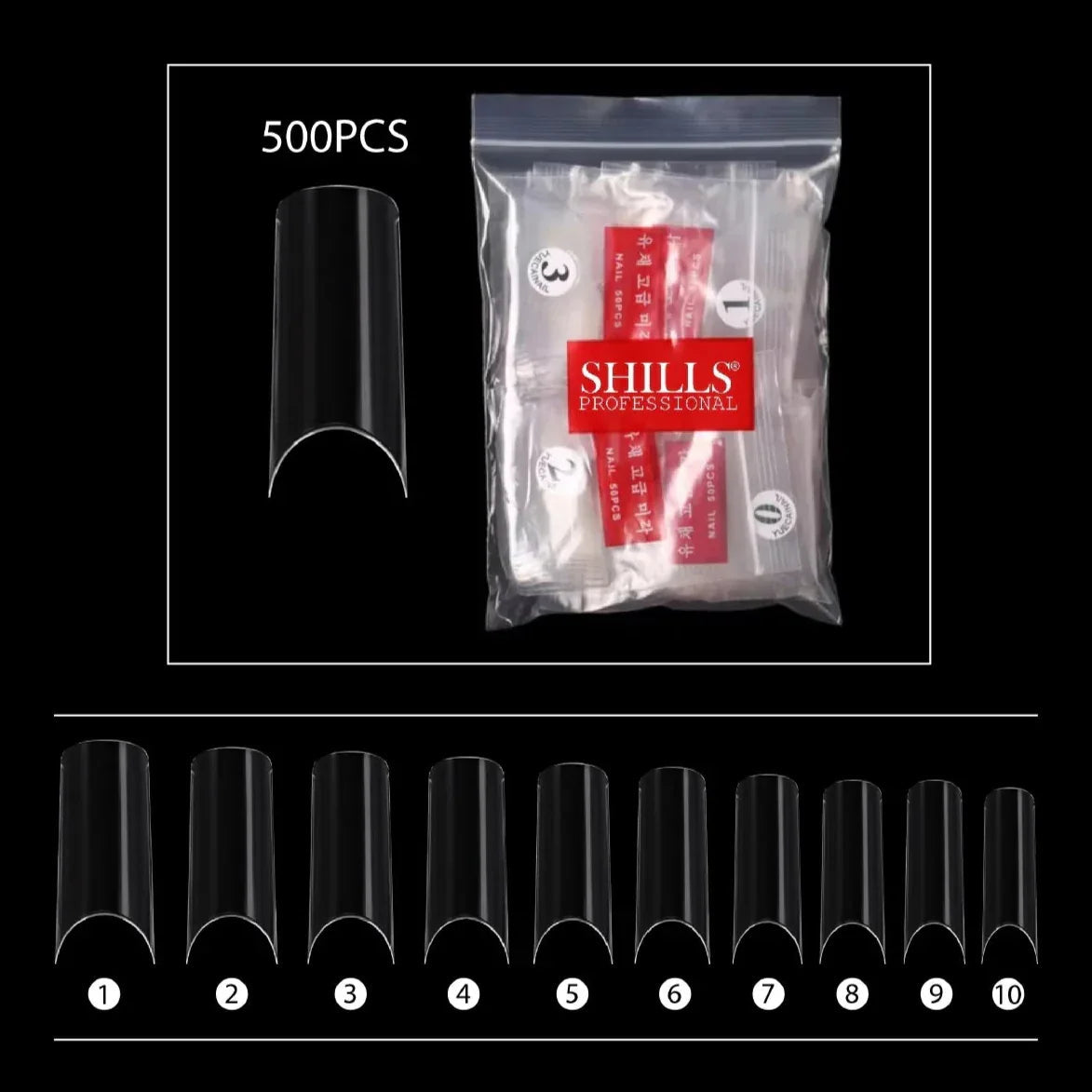 PKT 500pcs French Full Cover Nail Tips Clear