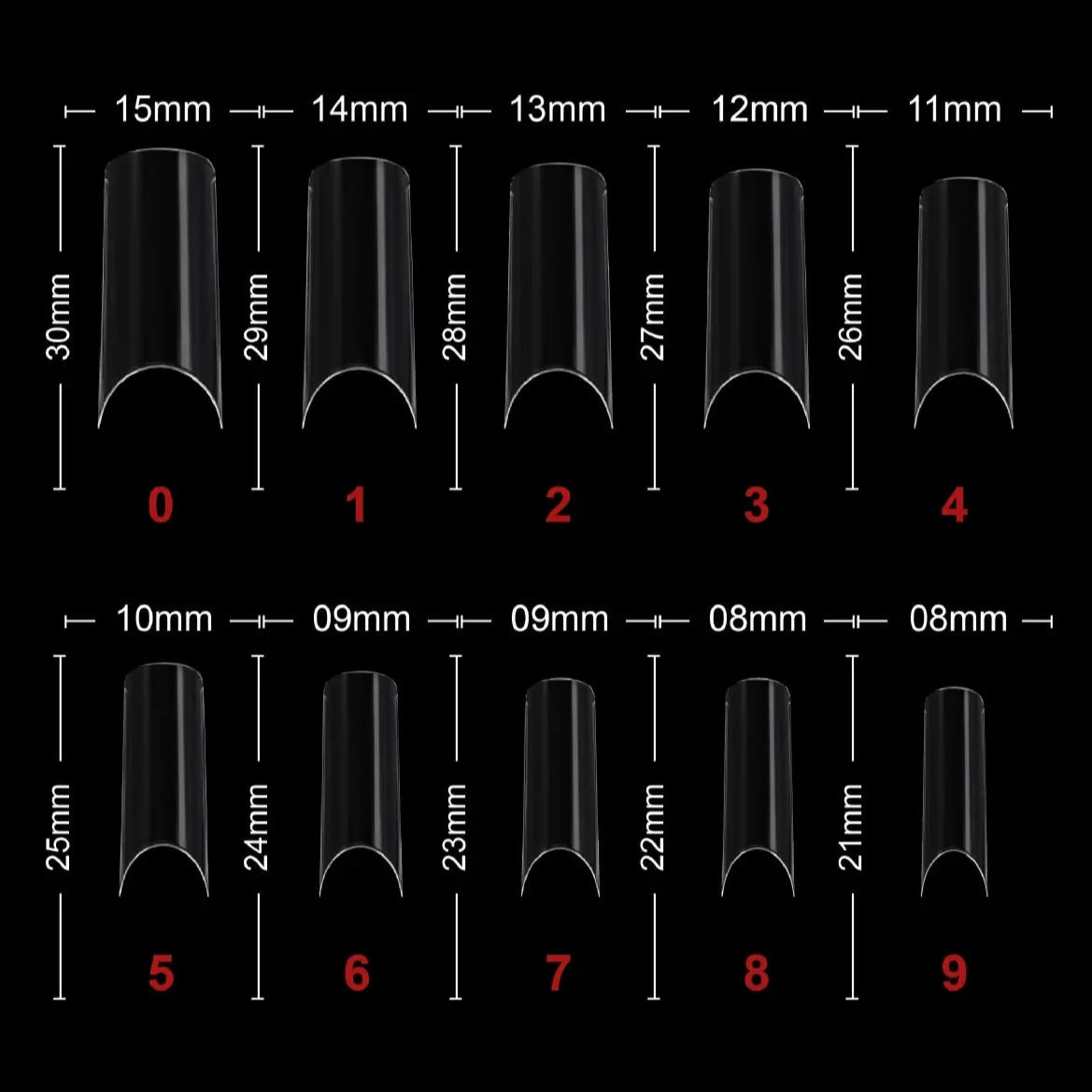 PKT 500pcs French Full Cover Nail Tips Clear