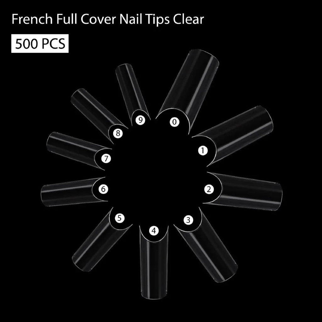 PKT 500pcs French Full Cover Nail Tips Clear