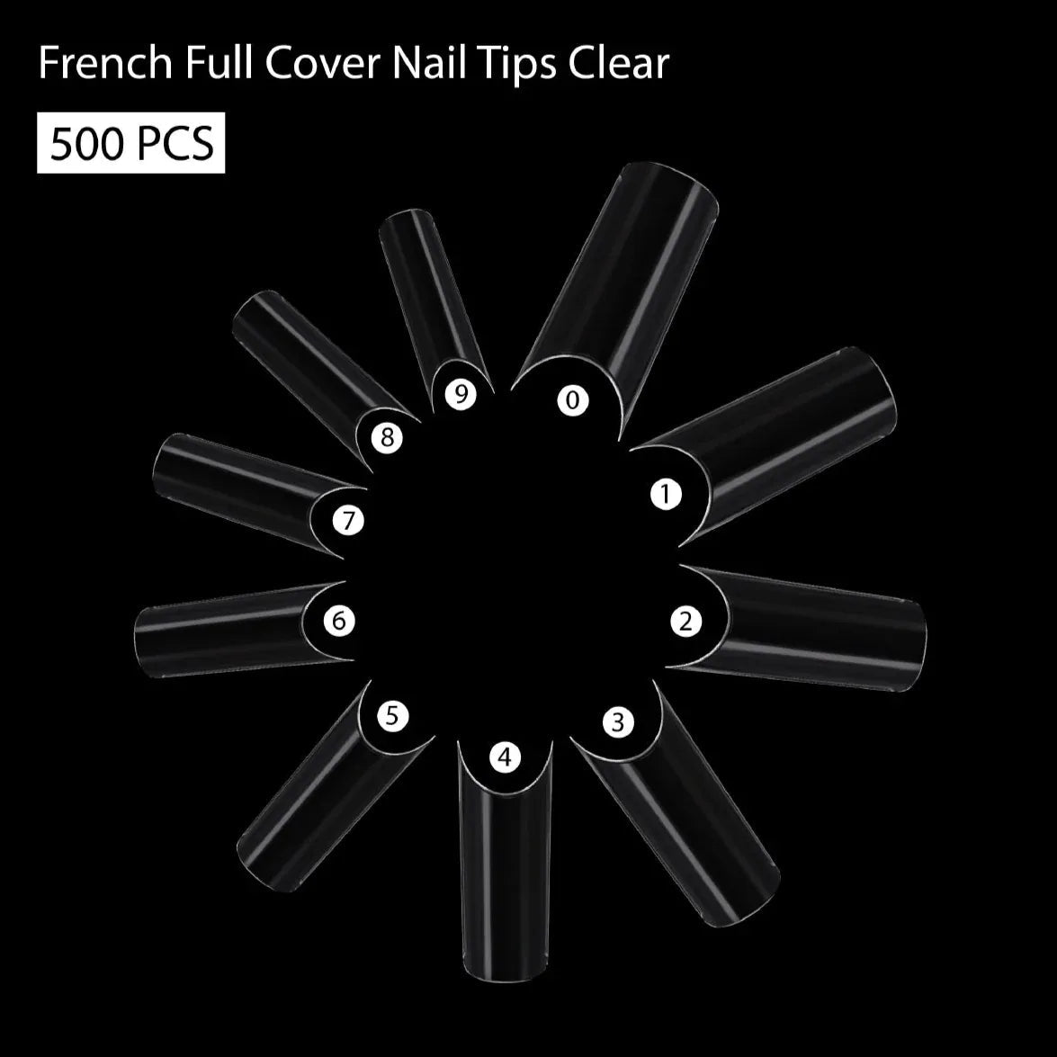 PKT 500pcs French Full Cover Nail Tips Clear