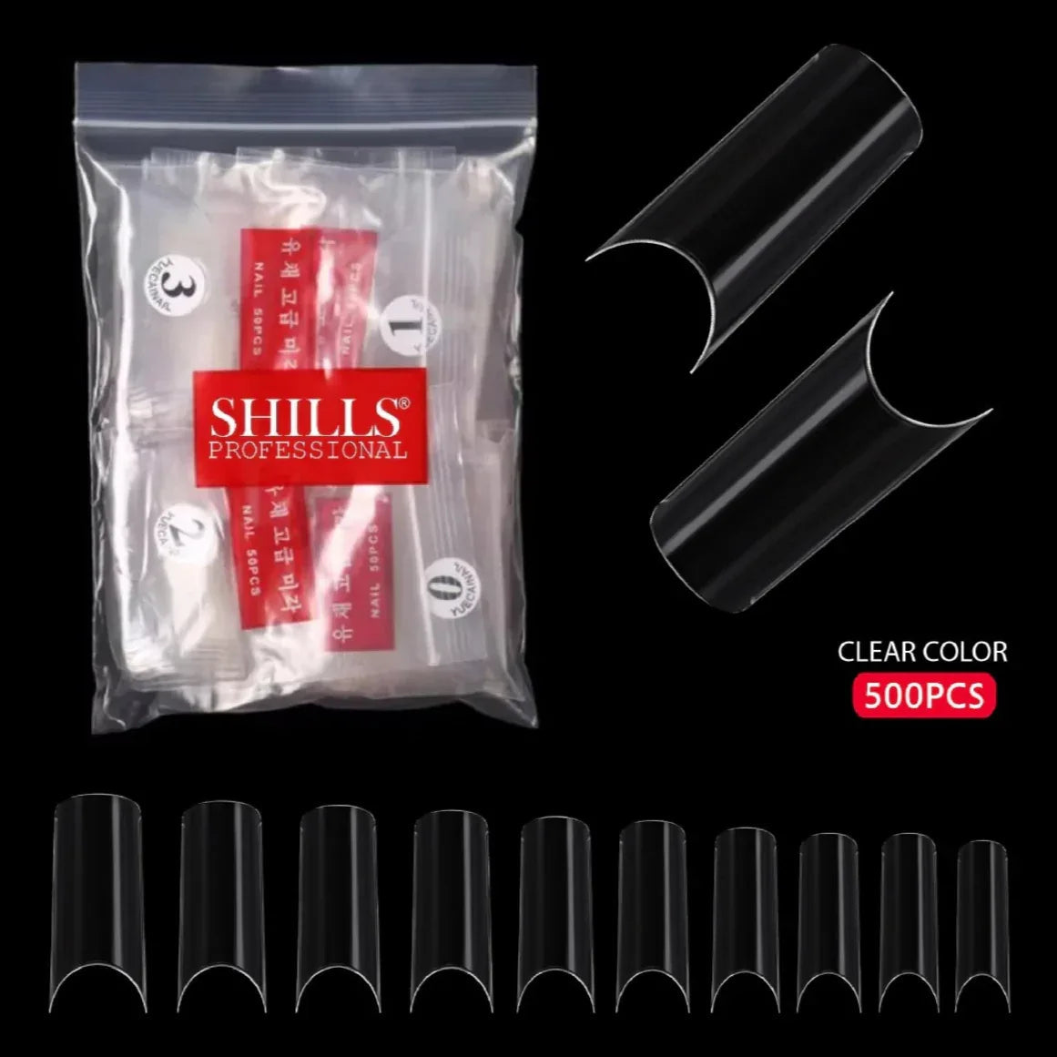 PKT 500pcs French Full Cover Nail Tips Clear