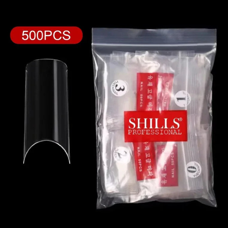 PKT 500pcs French Full Cover Nail Tips Clear