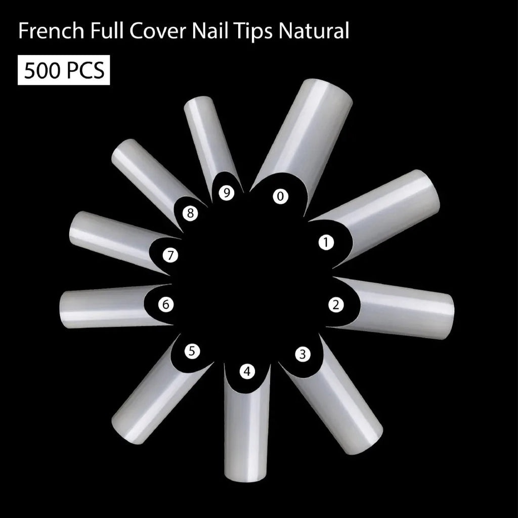 PKT 500pcs French Full Cover Nail Tips Natural
