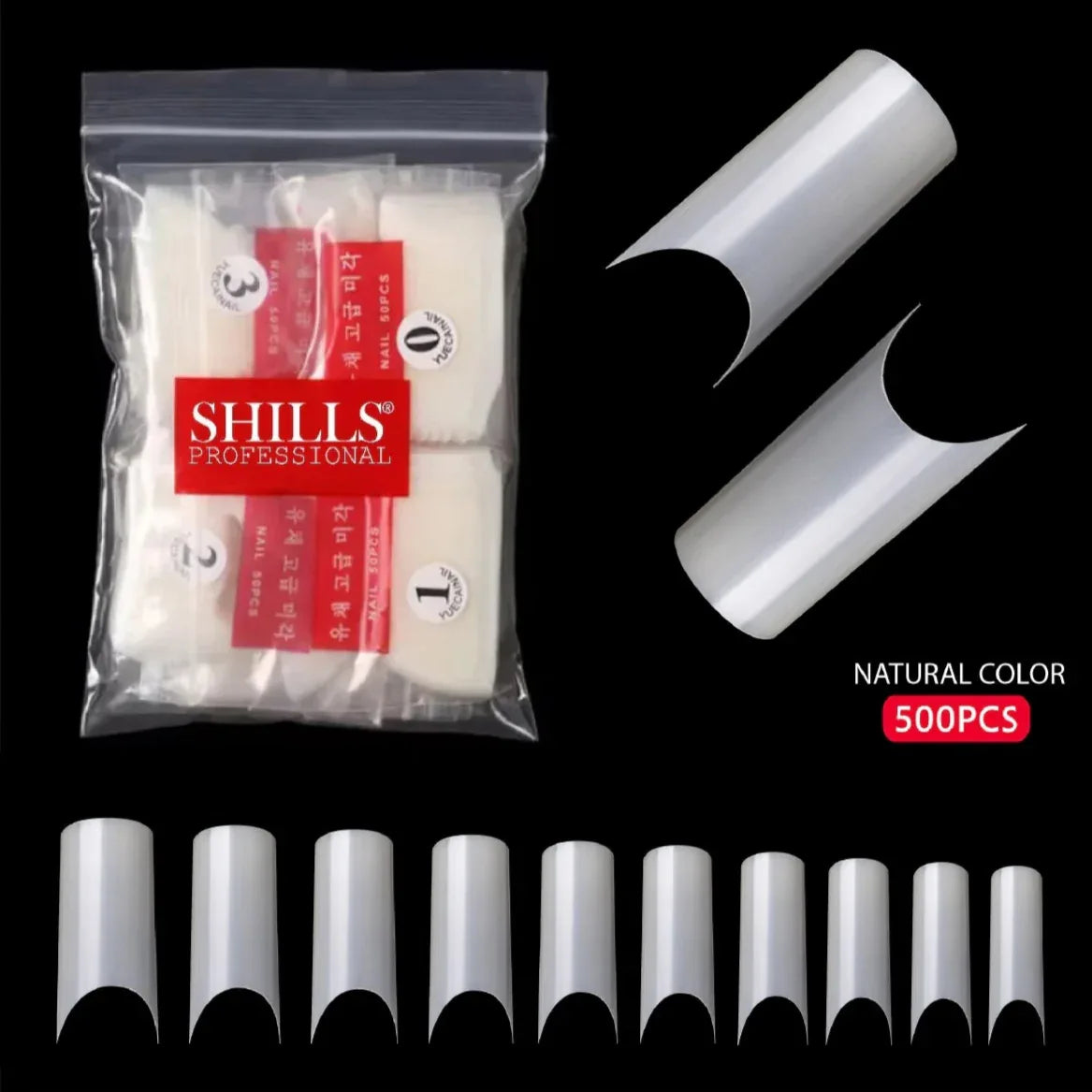PKT 500pcs French Full Cover Nail Tips Natural