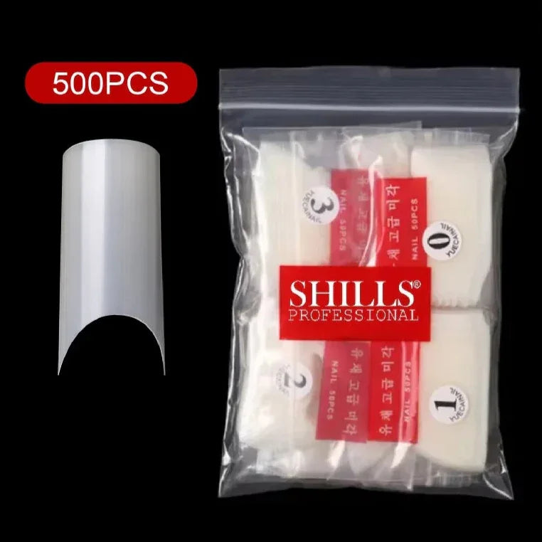 PKT 500pcs French Full Cover Nail Tips Natural