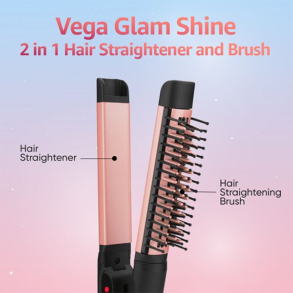 Glam Shine 2 In 1 Hair Straightener & Brush-VHSSB-01