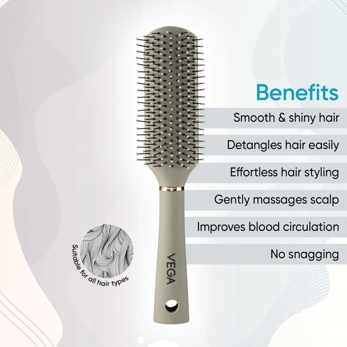 Vega Flat Hair Brush - E35-FB