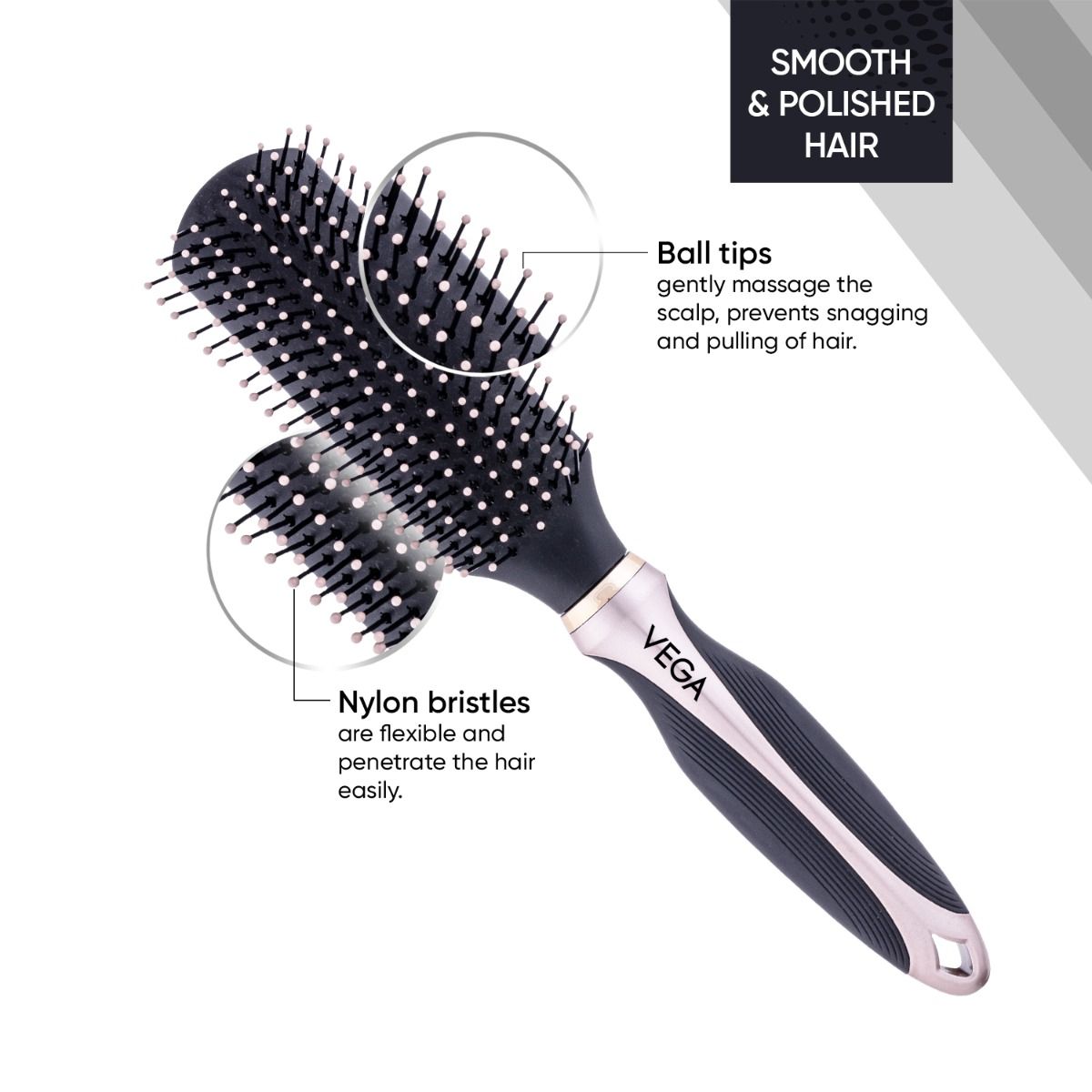 Vega Flat Hair Brush - E38-FB 