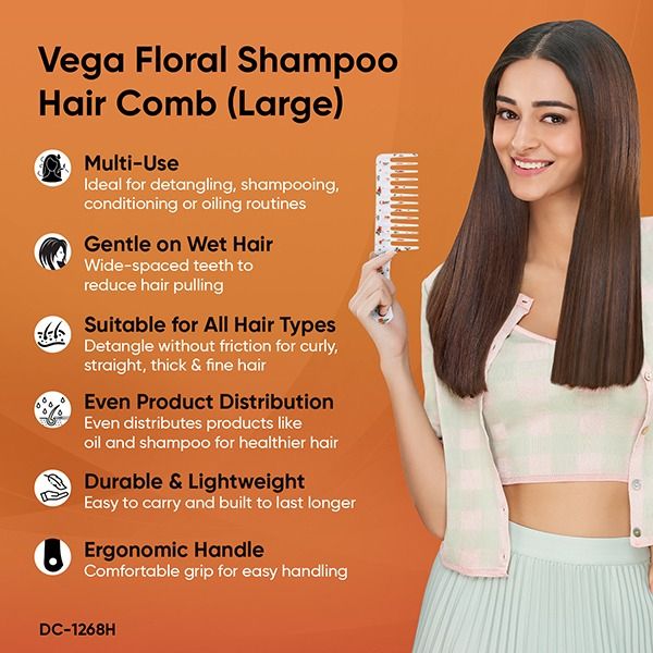 Floral Shampoo comb (Large) - DC-1268H