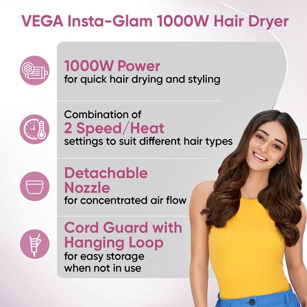 Insta Glam 1000 Watts Hair Dryer - VHDH-20