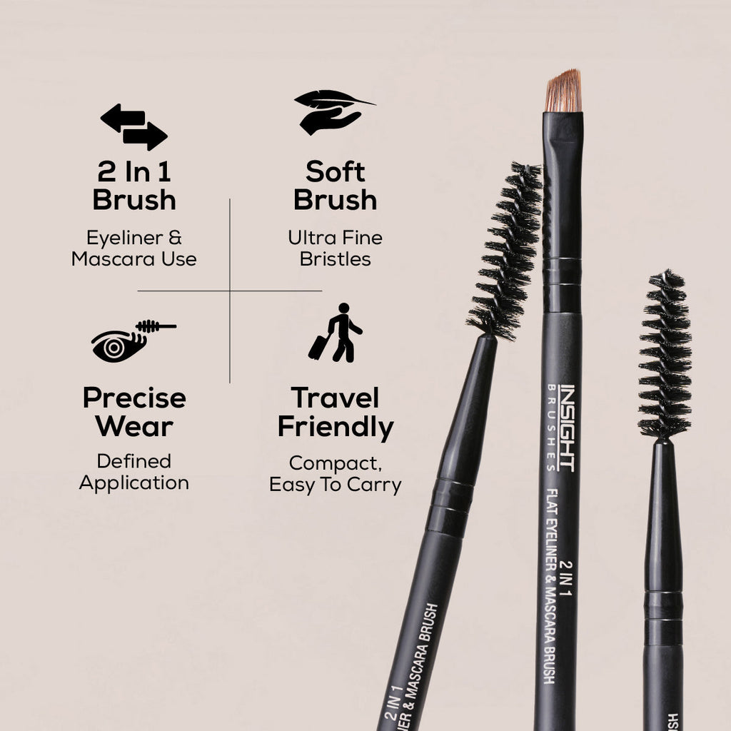 Flat Eyeliner & Mascara Brush (2IN1)
