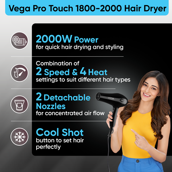 Pro Touch 1800-2000 Watts Hair Dryer - VHDP-02