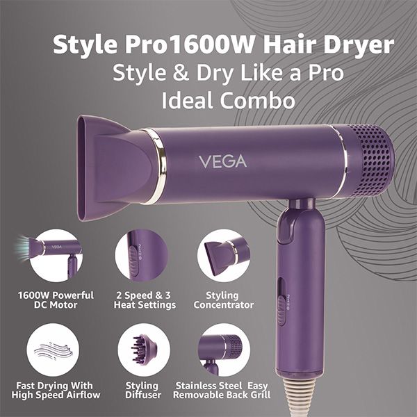 VEGA Style Pro 1600W Hair Dryer Features