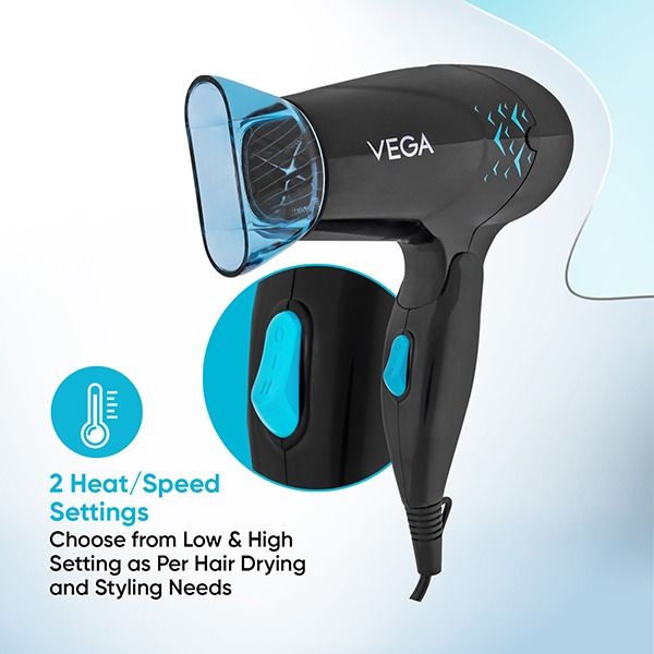 VEGA Glow Glam 1000W Hair Dryer- VHDH-26-Black