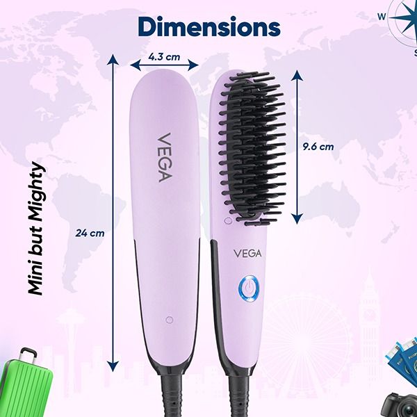 Vega Go Mini Hair Straightener Brush - VHSB-05