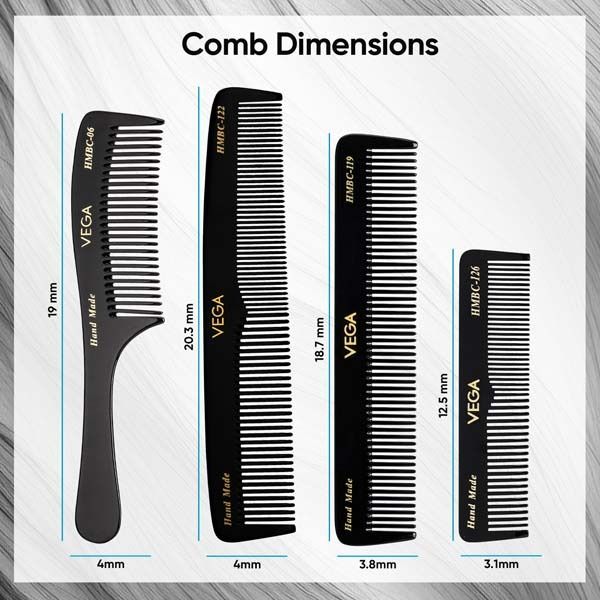 Vega Handcrafted Black Combs (Set of 4 combs)-01