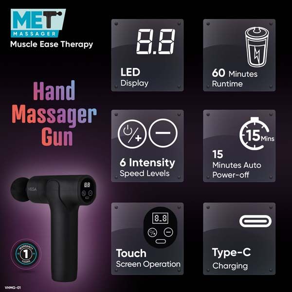 MET (Muscle Ease Therapy) Hand Massager Gun - VHMG-01
