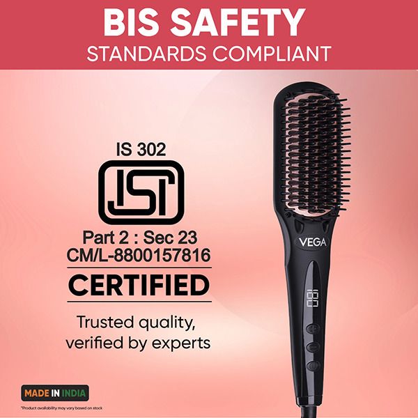 VEGA Black-Shine Hair Straightening Brush-VHSB-04