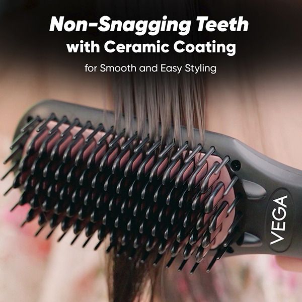 VEGA Black-Shine Hair Straightening Brush-VHSB-04
