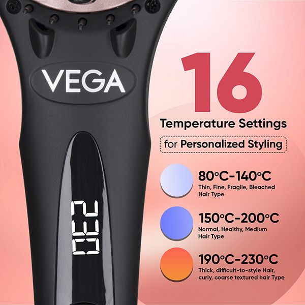 VEGA Black-Shine Hair Straightening Brush-VHSB-04