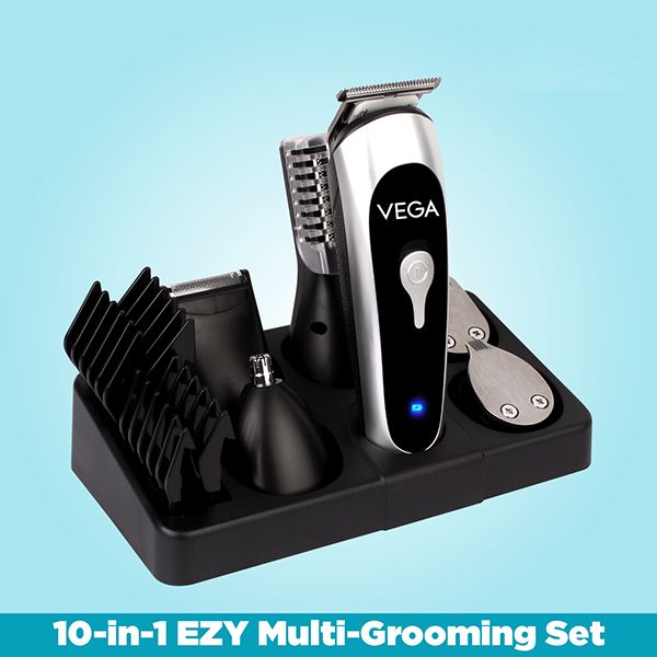 VEGA Men 10-in-1 EZY Multi-Grooming Set with Beard/Hair Trimmer, Nose Trimmer & Body Groomer And Shaver, (VHTH-22)