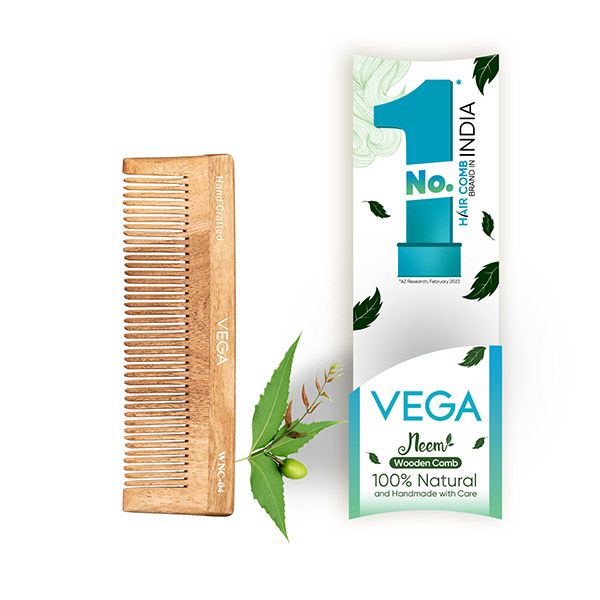 Vega Neem Wooden Comb Fine Toothed - WNC-04